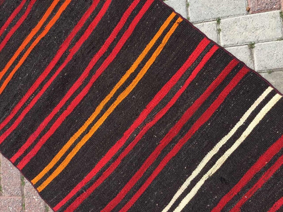 Vintage turkkilainen Kilim juoksumatto 350cm x 87cm #258