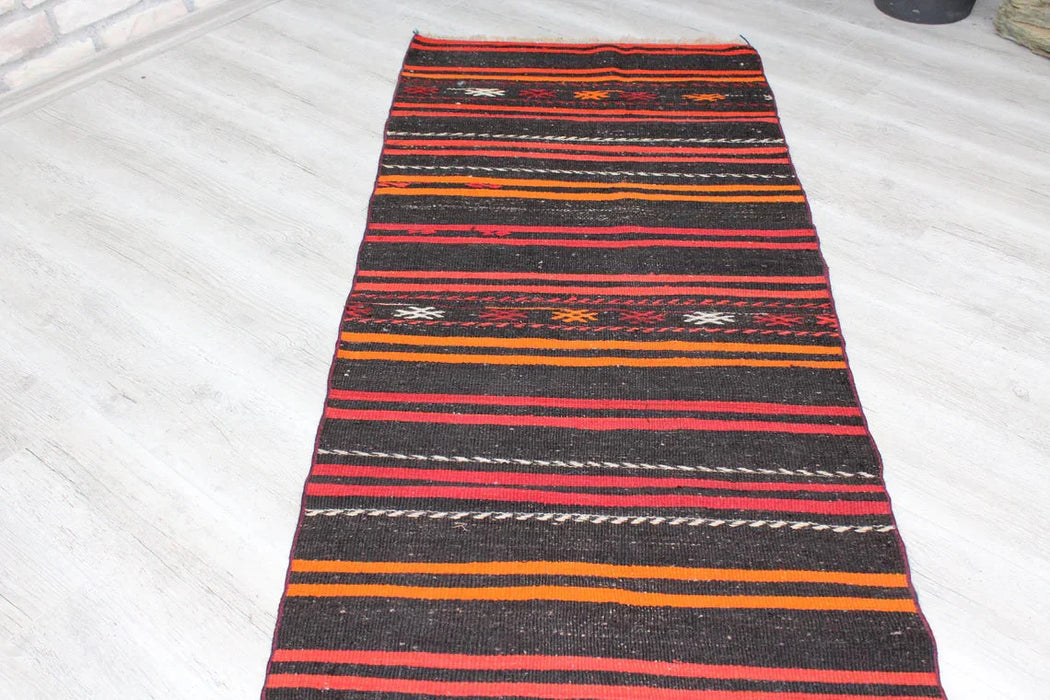 Vintage Turkse Kelim Runner Rug 80x291 Cm Handgemaakt