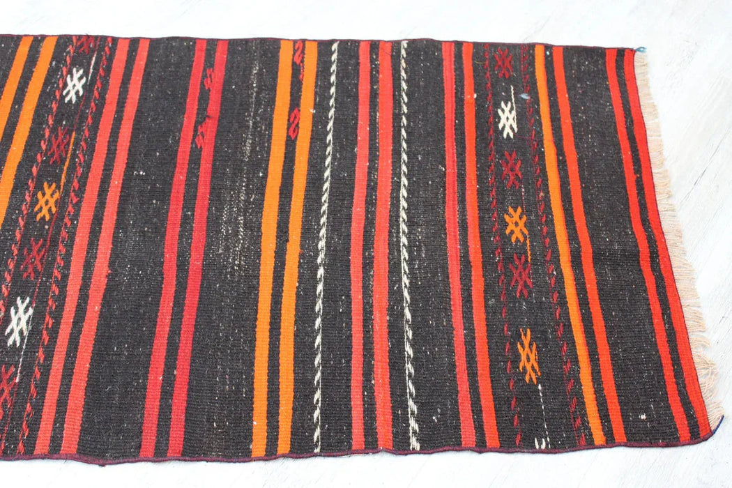 Vintage Turkse Kelim Runner Rug 80x291 Cm Handgemaakt