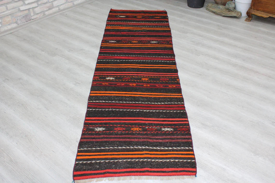 Vintage Turkse Kelim Runner Rug 80x291 Cm Handgemaakt