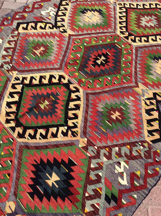 Vintage turkkilainen Kilim Wyatt 147cm x 274cm maalaismainen matto