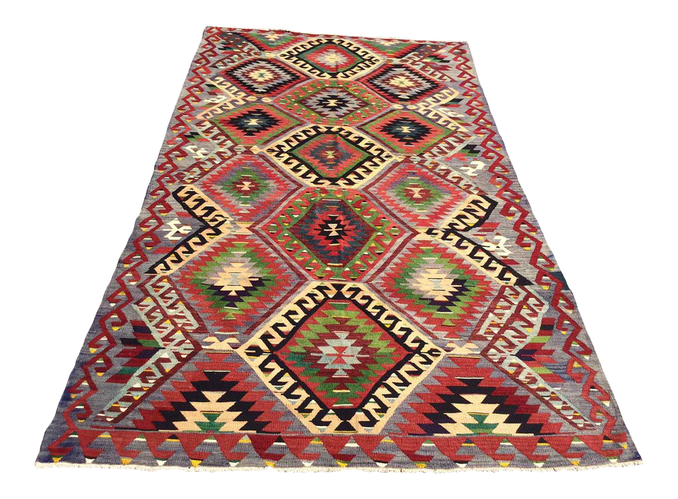 Vintage turkkilainen Kilim Wyatt 147cm x 274cm maalaismainen matto