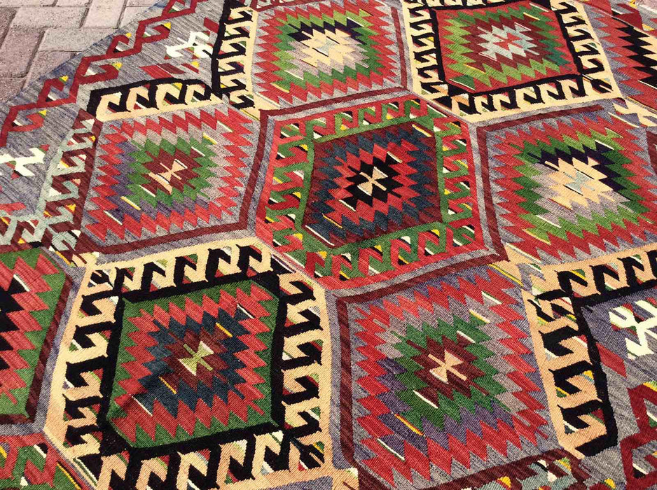 Vintage turkkilainen Kilim Wyatt 147cm x 274cm maalaismainen matto