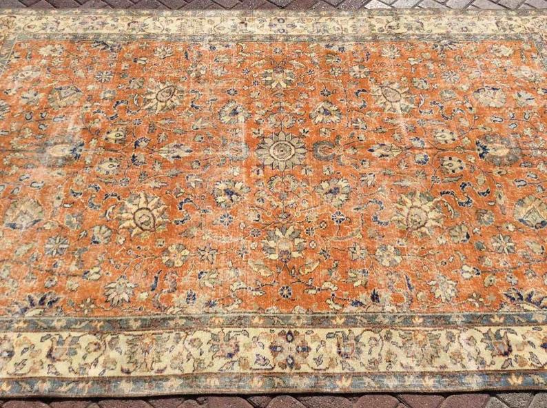 Vintage Turkish Oushak Area Rug 310cm x 193cm Hand Knotted