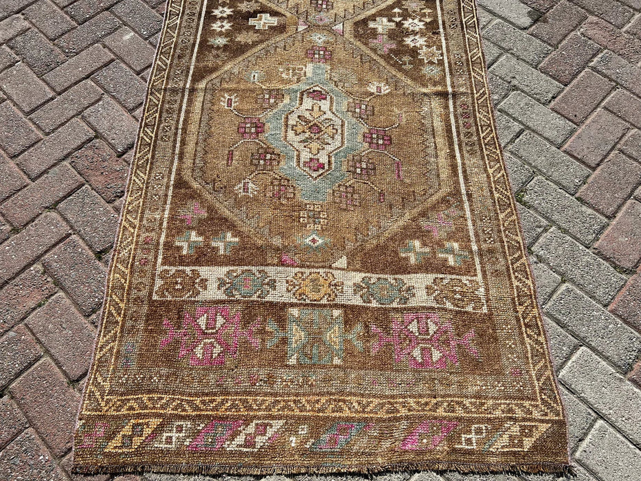 Vintage Turkish Oushak Runner Rug 372cm x 95cm