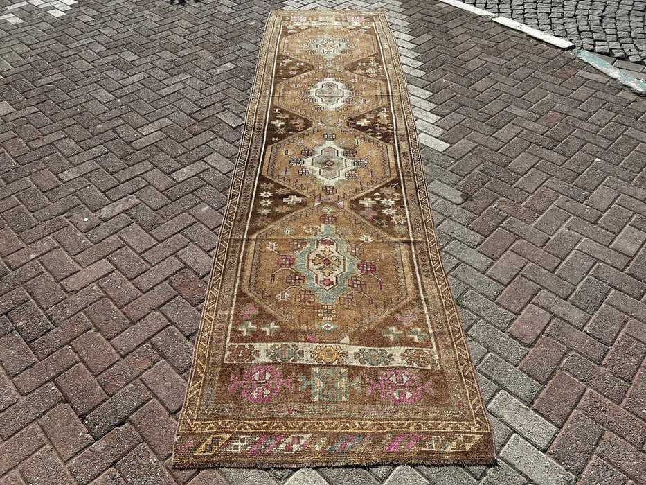 Vintage Turkish Oushak Runner Rug 372cm x 95cm