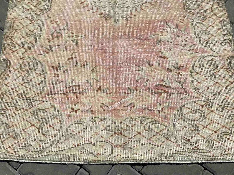 Vintage Turks vloerkleed 194 x 113 cm handgeknoopt ontwerp