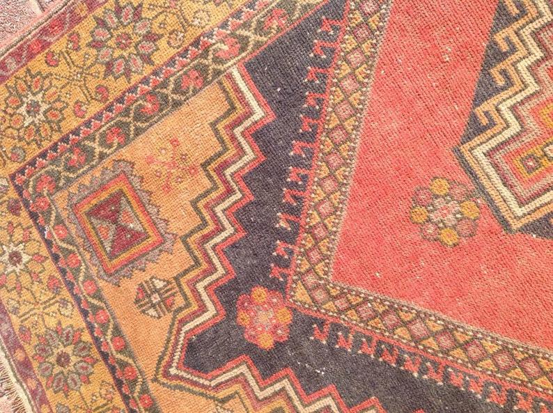 Vintage Turkish Rug 203cm x 112cm Handmade Wool