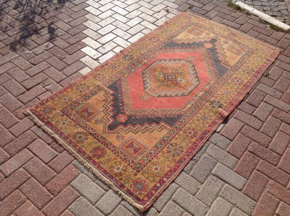 Vintage Turkish Rug 203cm x 112cm Handmade Wool