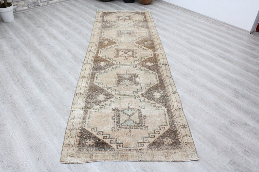 Vintage Turkish Runner Rug 106cm x 330cm Hand-Knotted