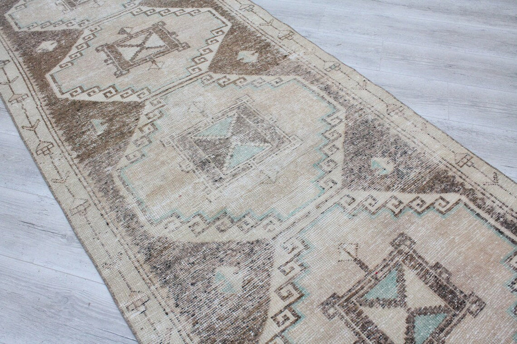 Vintage Turkish Runner Rug 106cm x 330cm Hand-Knotted