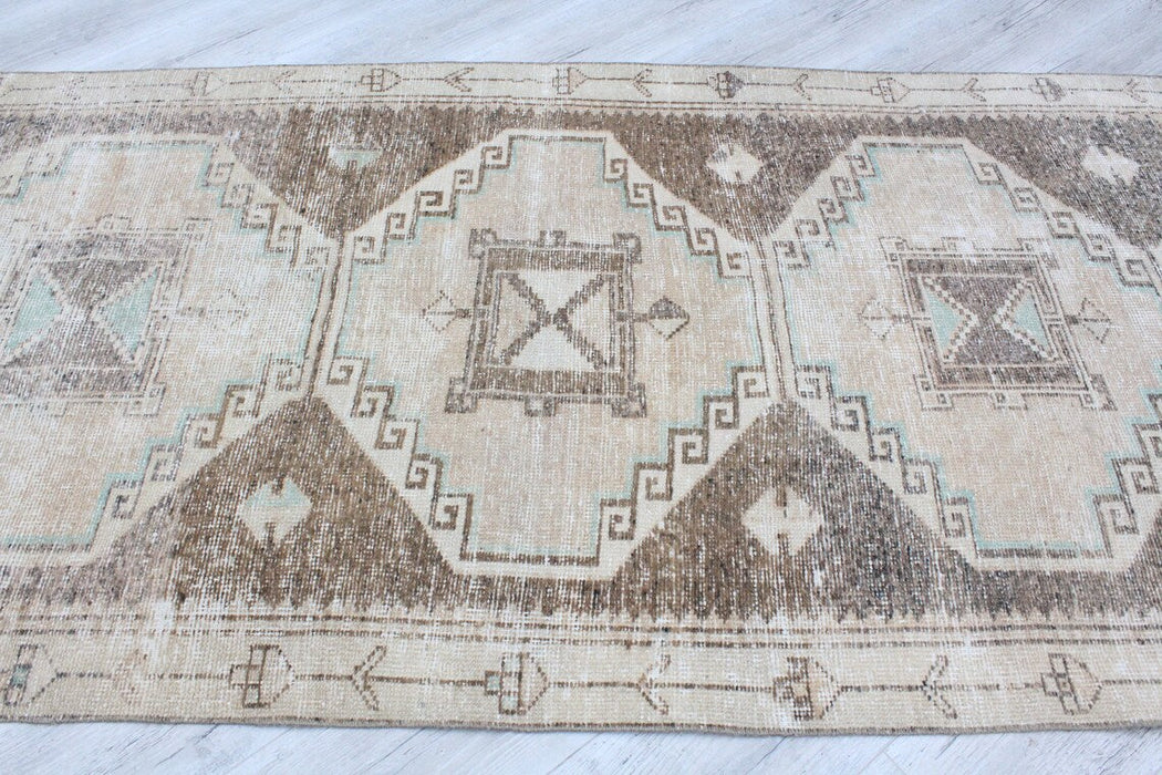 Vintage Turkish Runner Rug 106cm x 330cm Hand-Knotted