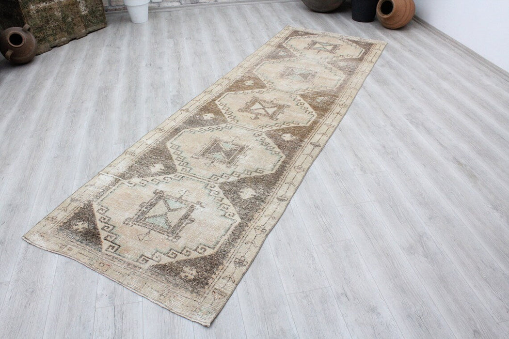 Vintage Turkish Runner Rug 106cm x 330cm Hand-Knotted