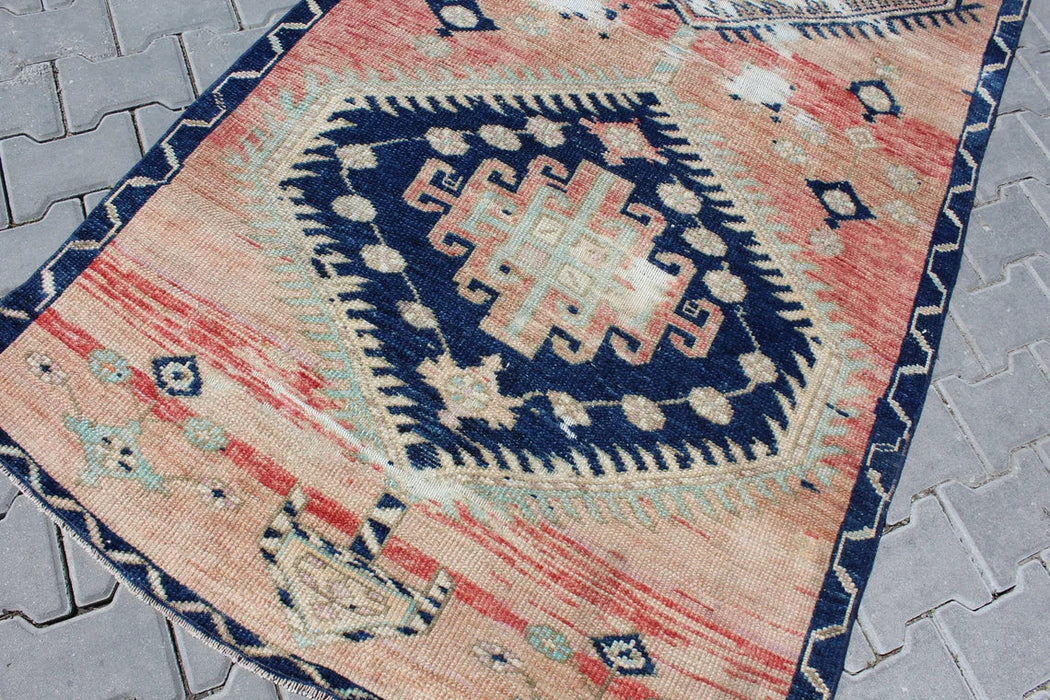 Vintage Turkish Runner Rug 119cm x 517cm Geometric Design