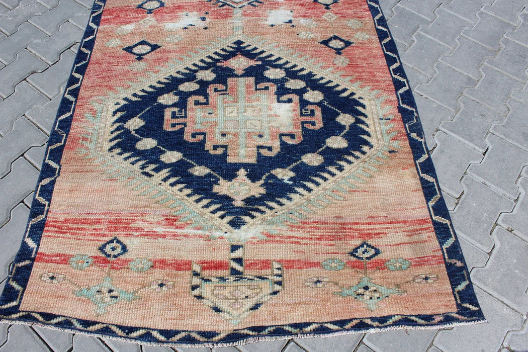 Vintage Turkish Runner Rug 119cm x 517cm Geometric Design