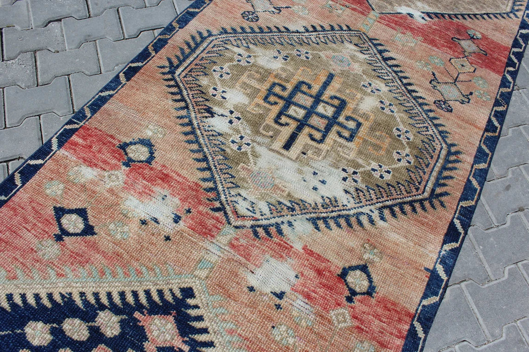 Vintage Turkish Runner Rug 119cm x 517cm Geometric Design