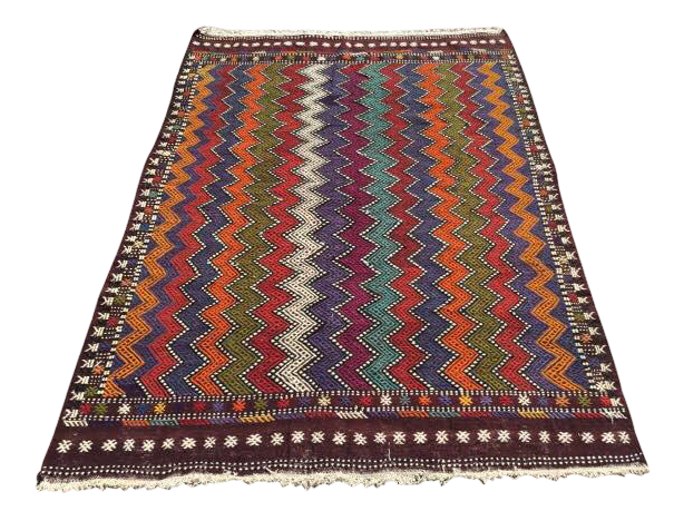 Vintage Turkish Wool Kilim Rug 142cm x 203cm #632