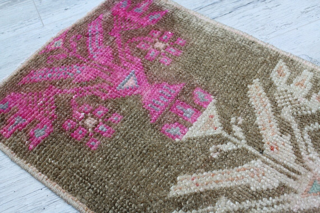 Vintage Turkish Wool Mini Rug 38cm x 81cm Distressed Look