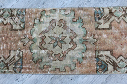 Vintage Turkish Wool Mini Rug 47cm x 90cm Collectible 1960s