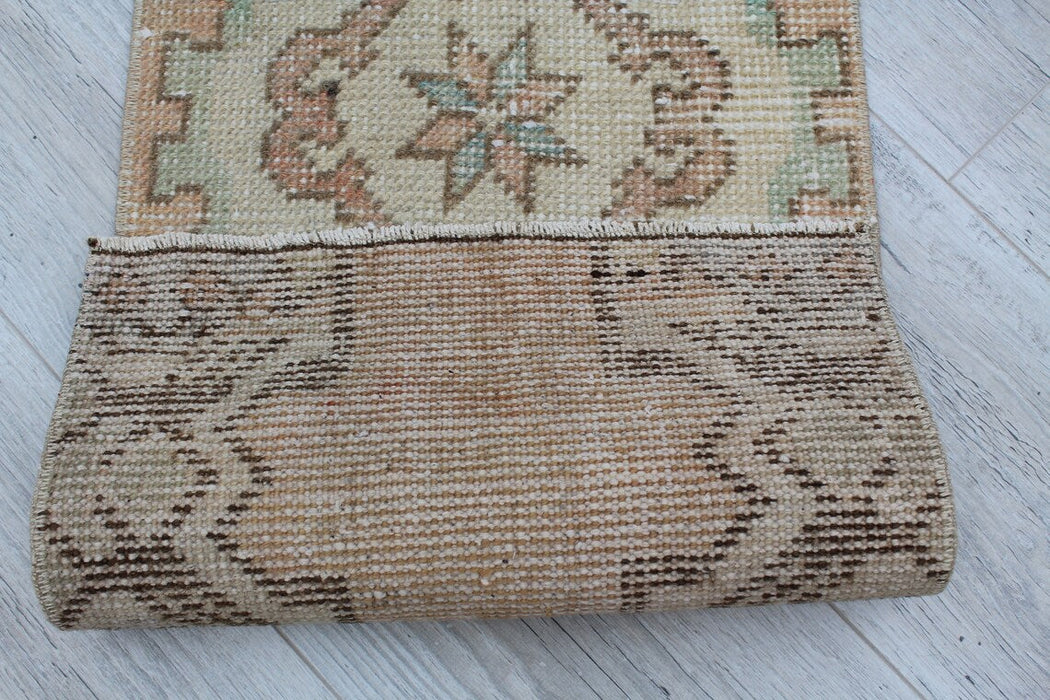 Vintage Turkish Wool Mini Rug 47cm x 90cm Collectible 1960s