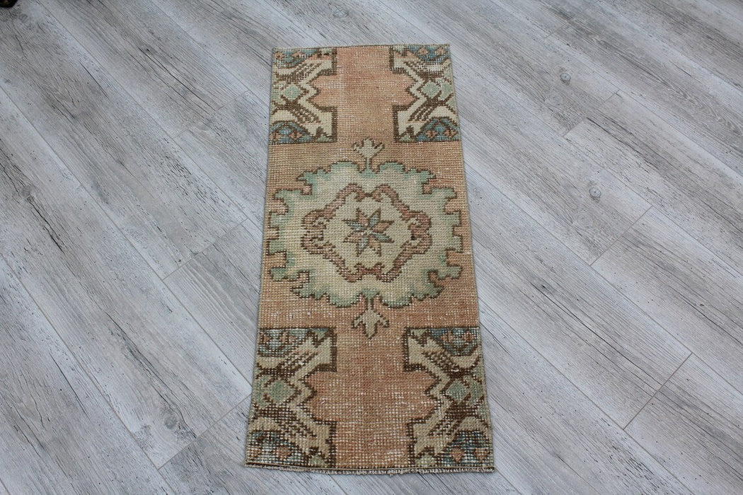 Vintage Turkish Wool Mini Rug 47cm x 90cm Collectible 1960s