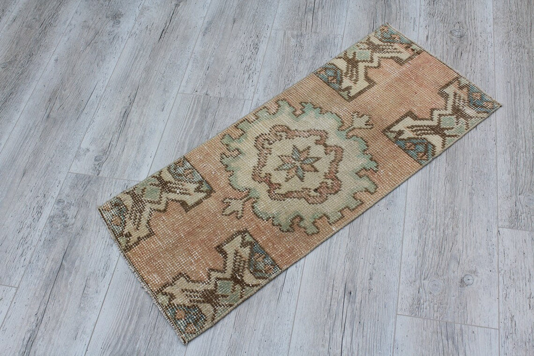 Vintage Turkish Wool Mini Rug 47cm x 90cm Collectible 1960s