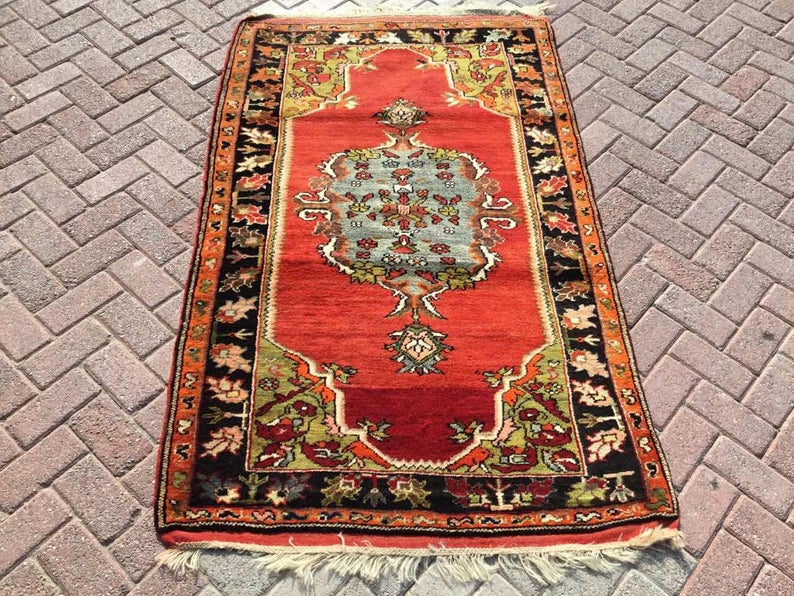 Vintage Turkish Wool Rug 180cm x 115cm Deep Purples