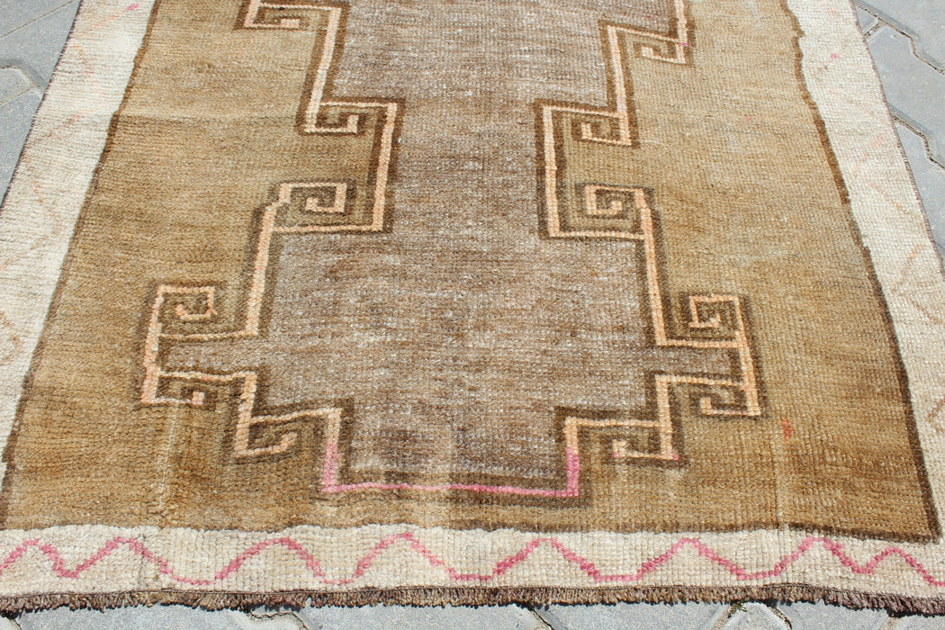 Vintage Turkish Wool Rug 96cm x 207cm Handcrafted Unique