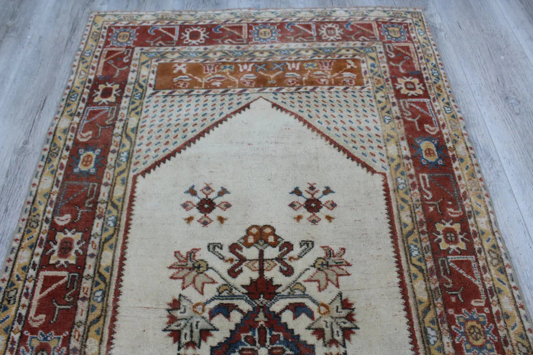 Vintage Turkish Wool Rug 97cm x 182cm Hand-Knotted