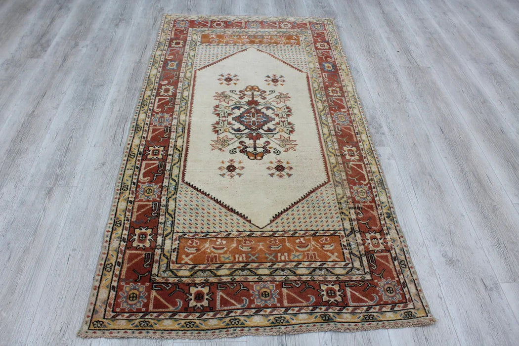 Vintage Turkish Wool Rug 97cm x 182cm Hand-Knotted