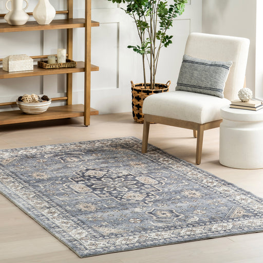 Vintage Washable Medallion Area Rug Grey 150x230 cm