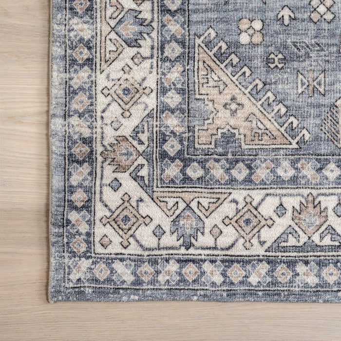 Vintage Washable Medallion Area Rug Grey 150x230 cm