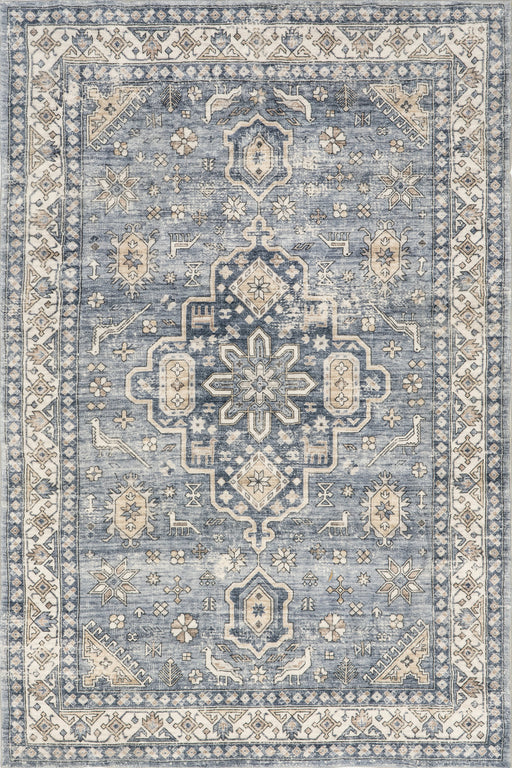 Vintage Washable Medallion Area Rug Grey 150x230 cm