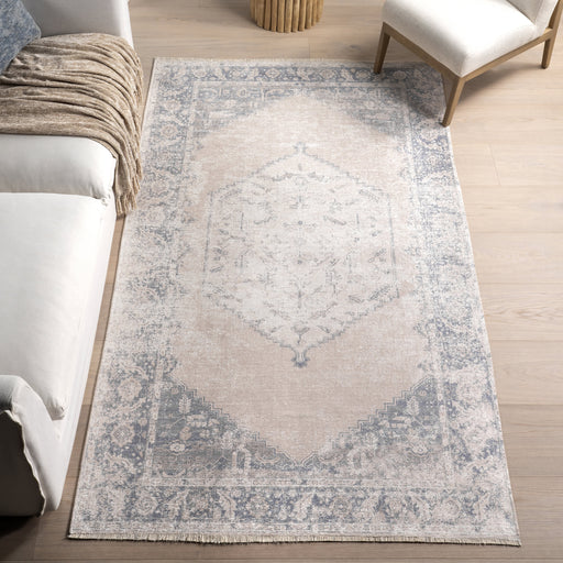 Vintage Washable Medallion Rug in Light Grey 120x180 cm