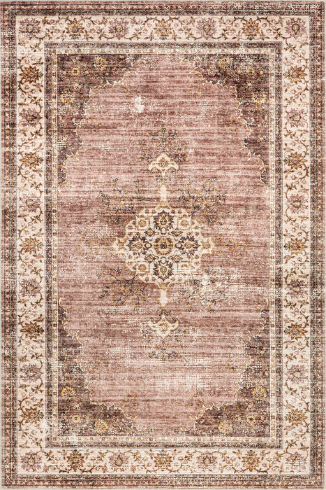 Vintage Washable Rosewood Rug 150 x 230 cm Blush