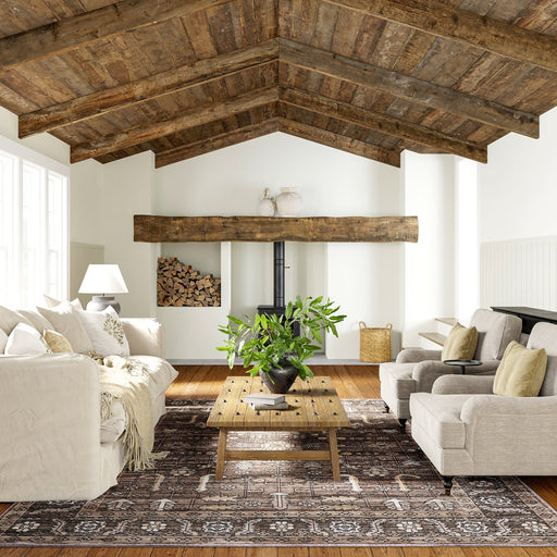 Vintage Washable Taupe Rug for Home Décor