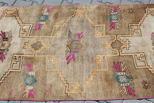 Vintage Wool Runner Rug 100cm x 338cm Handcrafted Design