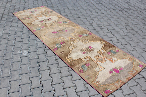 Vintage Wool Runner Rug 100cm x 338cm Handcrafted Design