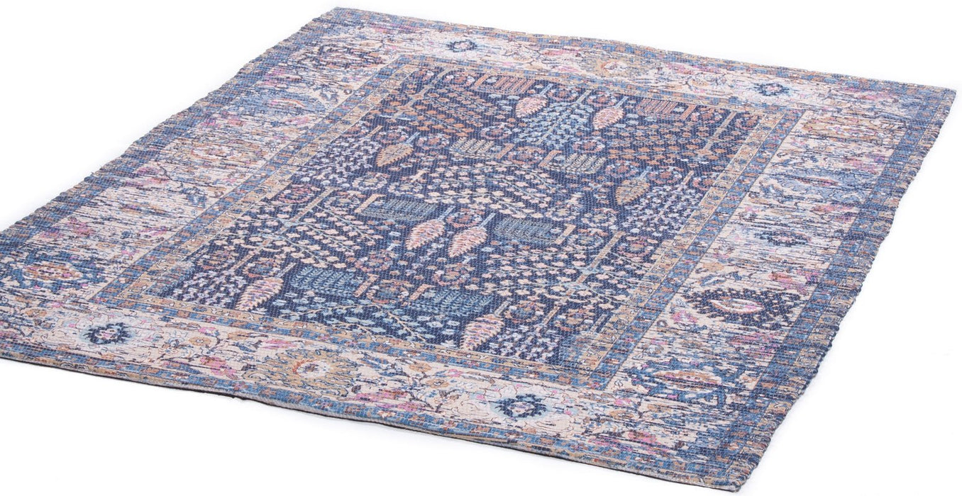 Vintage Woven Blue Printed Rug