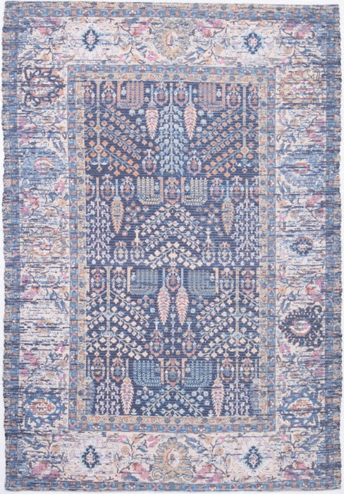 Vintage Woven Blue Printed Rug