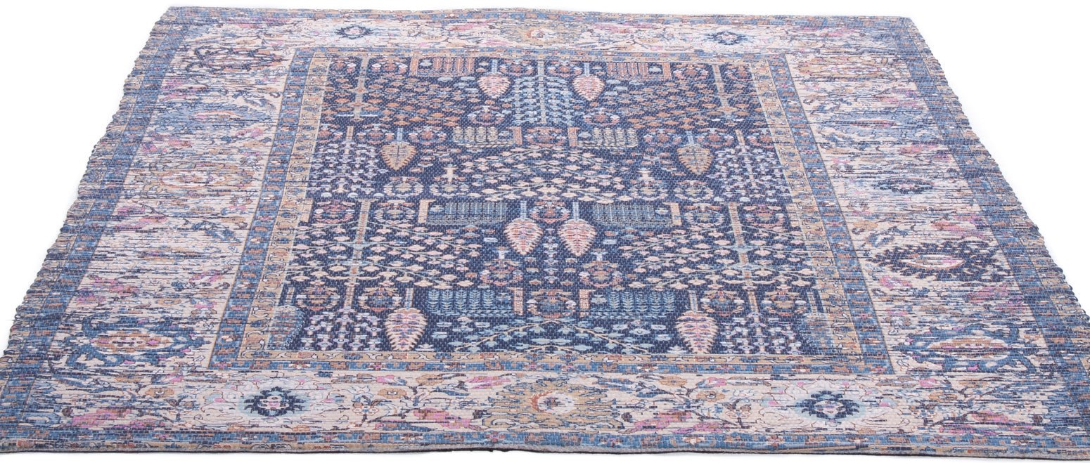 Vintage Woven Blue Printed Rug