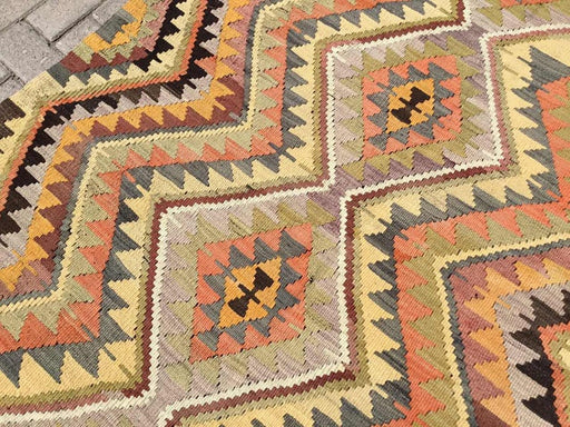 Vintage Yellow and Orange Kilim Rug 317cm x 140cm