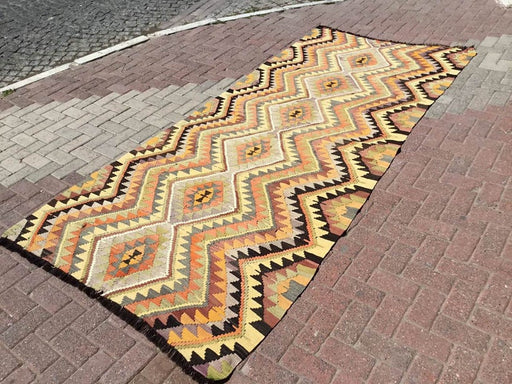 Vintage Yellow and Orange Kilim Rug 317cm x 140cm