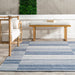 Violetta Blue Indoor Outdoor Recycled Fiber Blocks Rug