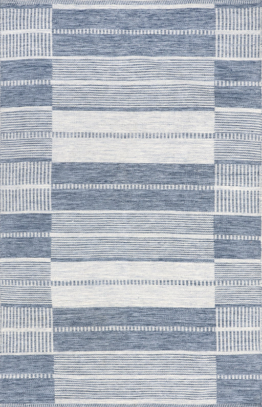 Violetta Blue Indoor Outdoor Recycled Fiber Blocks Rug