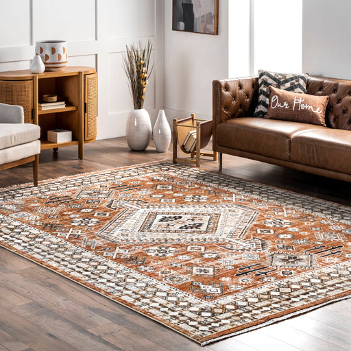 Virginia Medallion Fringe Area Rug 120x180 cm Rust