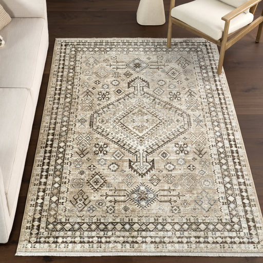 Virginia Medallion Fringe Area Rug 140x200 cm Light Brown