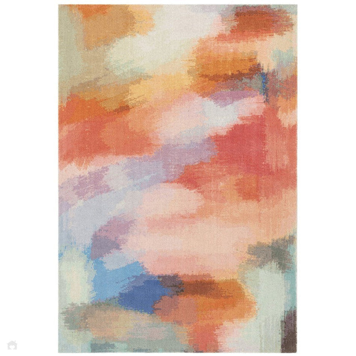 Vision Diffuse Modern Abstract Hand-Woven Printed Wool Flat-Pile Multicolour Rug