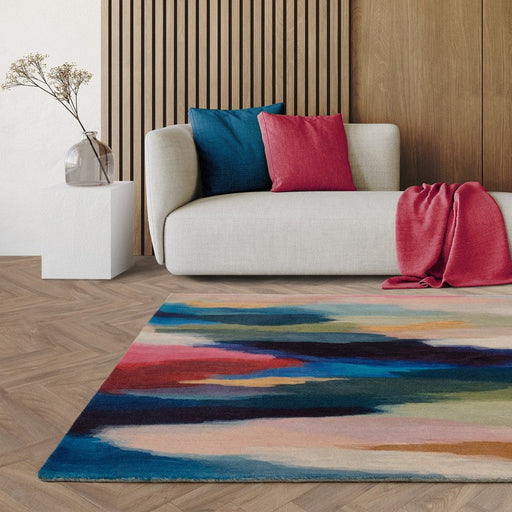 Vision Pigment Modern Abstract Hand-Woven Printed Wool Flat-Pile Multicolour Rug