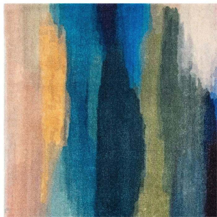 Vision Pigment Modern Abstract Hand-Woven Printed Wool Flat-Pile Multicolour Rug